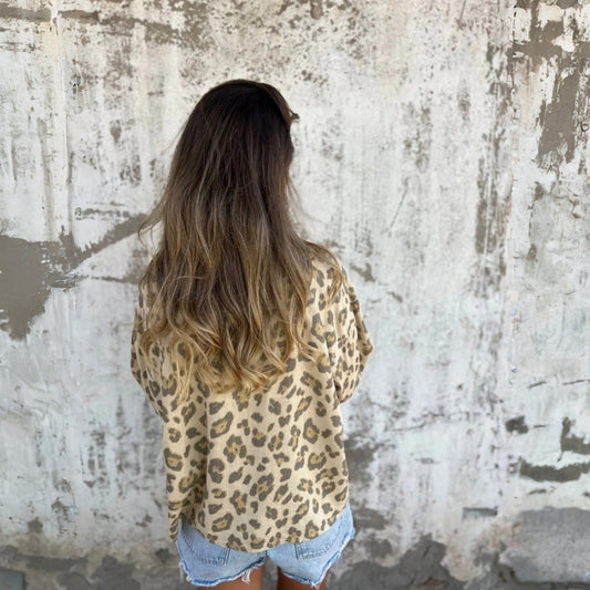 Olive | Vintage-Style Printed Long Sleeve Shirt